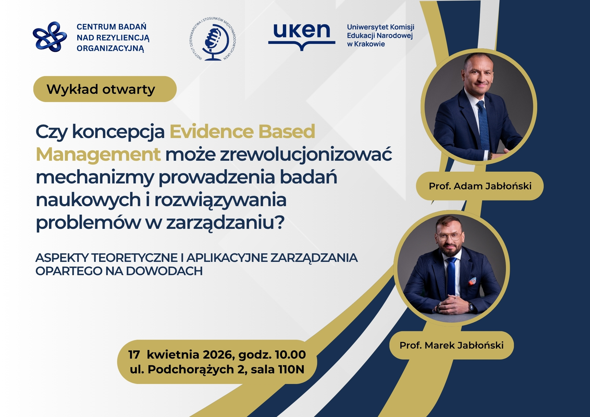 Wykład otwarty EBM — Evidence Based Management — 17 kwietnia 2026, UKEN Kraków